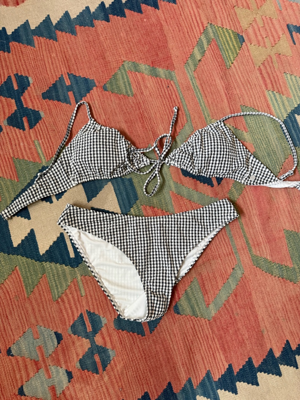 Billabong seersucker Black & White Gingham Bikini Set XL